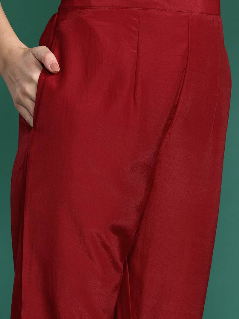 Ethnic Motifs Embroidered Sequinned Kurta with Trousers & Dupatta