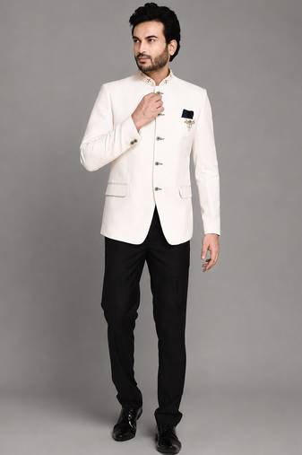 Cream art silk jodhpuri