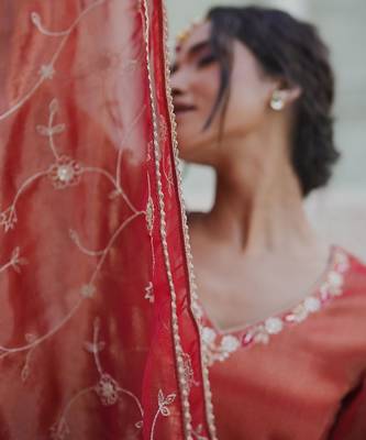Women Floral Embroidered Regular Liva Kurta with Trousers & With Dupatta 5