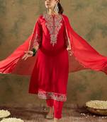 Paisley Zari Embroidered Kurta with Trousers & With Dupatta