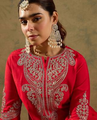 Paisley Zari Embroidered Kurta with Trousers & With Dupatta 2