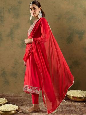 Paisley Zari Embroidered Kurta with Trousers & With Dupatta 4
