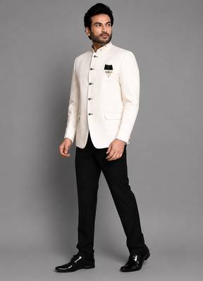Cream art silk jodhpuri 2