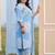 Plus Size Blue Printed Straight Kurta Trousers Set