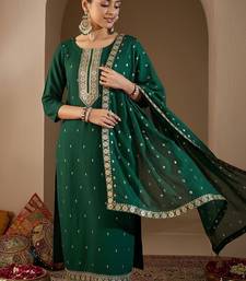 Women Ethnic Motifs Embroidered Regular Thread Work Kurta with Trousers & With Dupatta