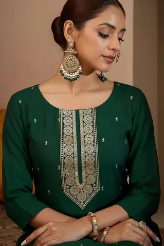 Women Ethnic Motifs Embroidered Regular Thread Work Kurta with Trousers & With Dupatta
