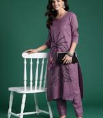 Women Floral Embroidered Regular Thread Work Pure Cotton Kurta with Trousers