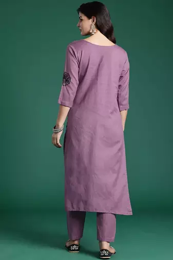 Women Floral Embroidered Regular Thread Work Pure Cotton Kurta with Trousers