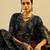 Navy Blue Floral Printed V-Neck Pure Cotton Kurta with Trousers & Dupatta