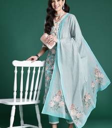 Women Floral Printed Regular Mirror Work Pure Cotton Kurta with Trousers & With Dupatta