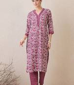 Paisley Printed V-Neck Pure Cotton Straight Kurta With Trousers