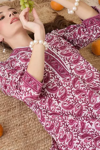 Paisley Printed V-Neck Pure Cotton Straight Kurta With Trousers