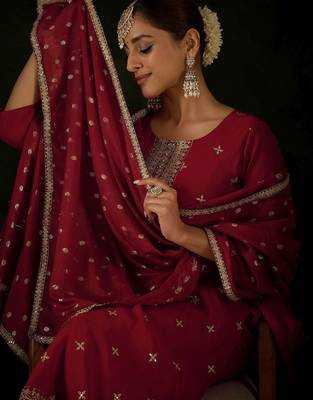 Women Ethnic Motifs Embroidered Regular Sequinned Kurta with Trousers & With Dupatta 1