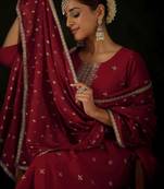 Women Ethnic Motifs Embroidered Regular Sequinned Kurta with Trousers & With Dupatta