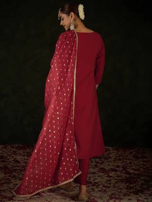 Women Ethnic Motifs Embroidered Regular Sequinned Kurta with Trousers & With Dupatta 4