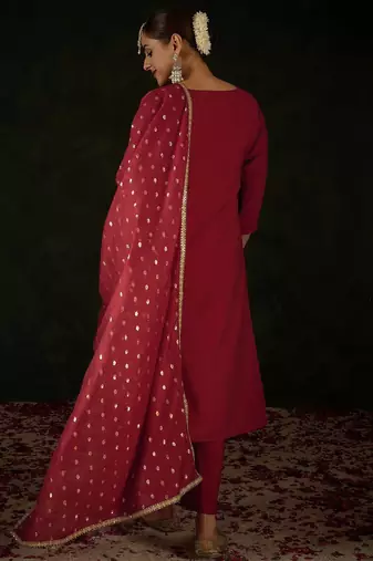 Women Ethnic Motifs Embroidered Regular Sequinned Kurta with Trousers & With Dupatta