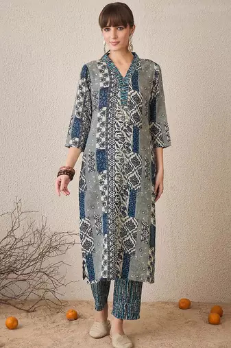 Women Floral Printed Regular Pure Cotton Kurta with Trousers & With Dupatta