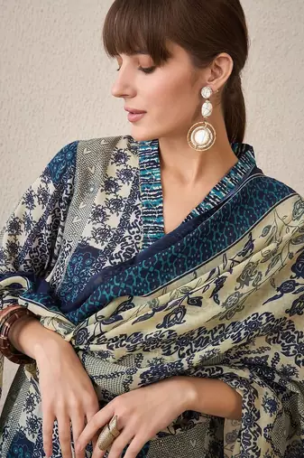 Women Floral Printed Regular Pure Cotton Kurta with Trousers & With Dupatta