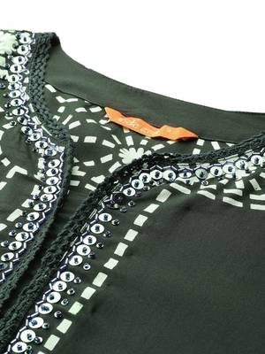Printed Beads & Stones Kurta with Trousers 3