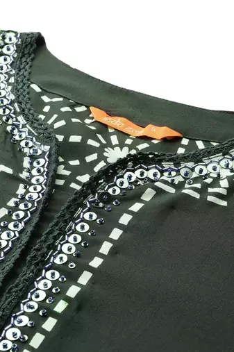 Printed Beads & Stones Kurta with Trousers