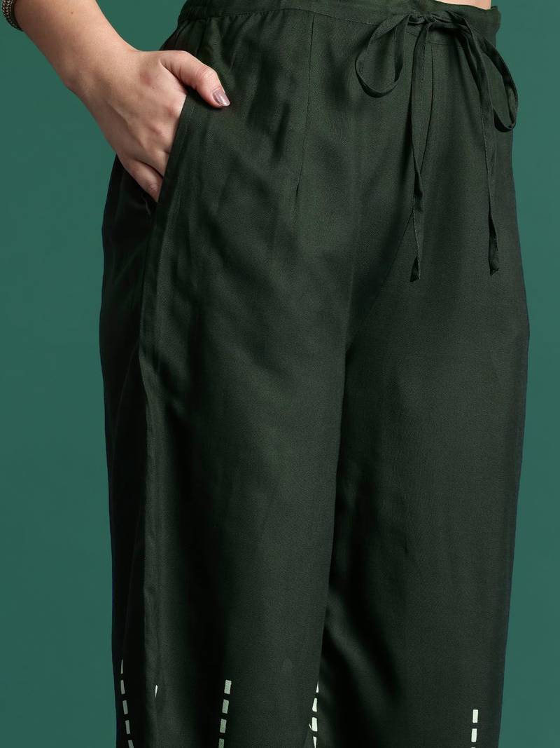 Printed Beads & Stones Kurta with Trousers