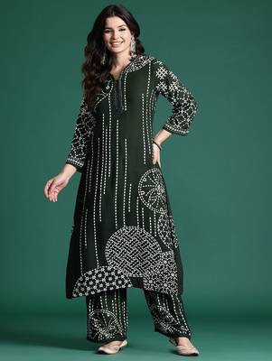 Printed Beads & Stones Kurta with Trousers 1