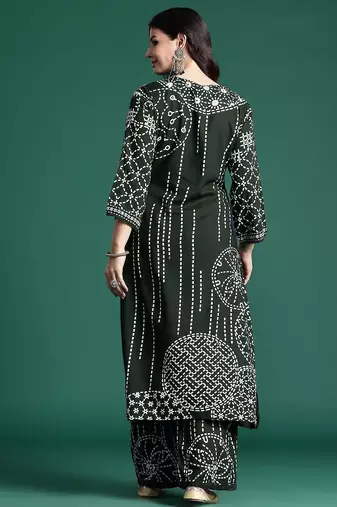 Printed Beads & Stones Kurta with Trousers