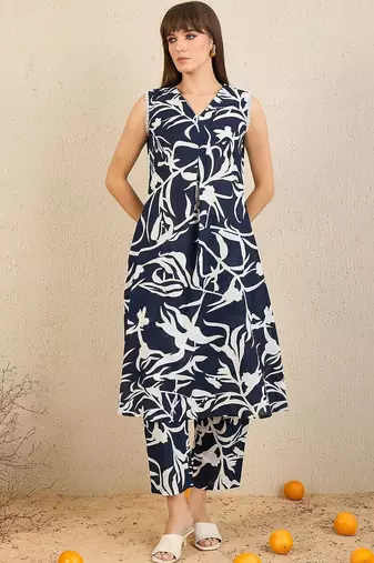 Women Printed Regular Pure Cotton Kurta with Trousers