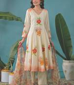 Women Floral Printed Panelled Pure Cotton Kurta with Trousers & With Dupatta