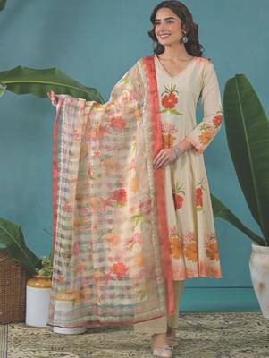 Women Floral Printed Panelled Pure Cotton Kurta with Trousers & With Dupatta 6