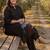 Plus Size Black Embroidered A-Line Kurta Palazzos Set