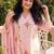 Plus Size Pink Printed Straight Kurta Trousers With Dupatta Set