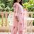 Plus Size Pink Printed Straight Kurta Trousers With Dupatta Set