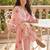 Plus Size Pink Printed Straight Kurta Trousers With Dupatta Set