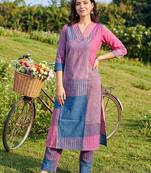 Women Printed Regular Beads and Stones Pure Cotton Kurta with Trousers