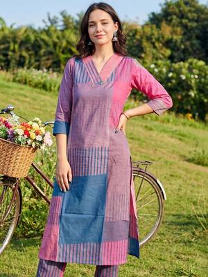 Women Printed Regular Beads and Stones Pure Cotton Kurta with Trousers 3
