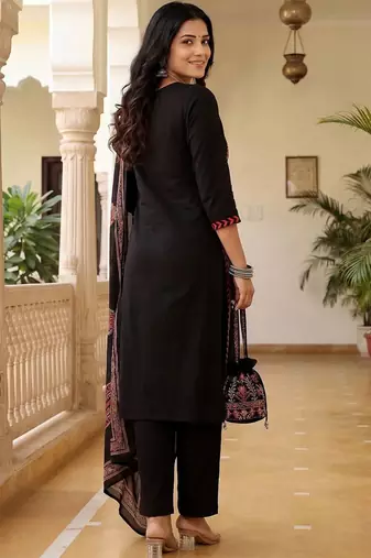 Women Ethnic Motifs Printed Regular Mirror Work Pure Cotton Kurta with Trousers & With Dupatta