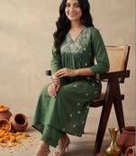Women Ethnic Motifs Embroidered Panelled Thread Work Kurta with Palazzos