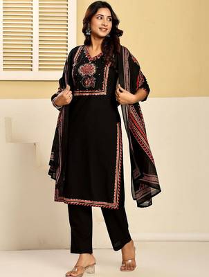 Women Ethnic Motifs Printed Regular Mirror Work Pure Cotton Kurta with Trousers & With Dupatta 2