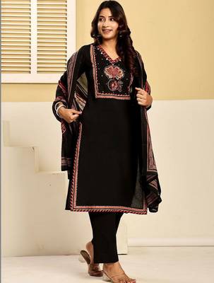 Women Ethnic Motifs Printed Regular Mirror Work Pure Cotton Kurta with Trousers & With Dupatta 3
