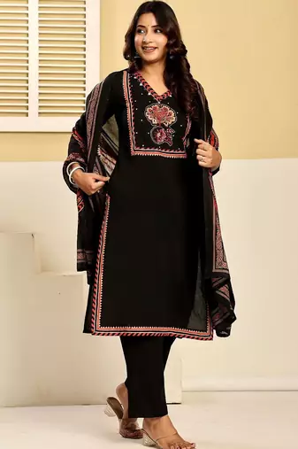 Women Ethnic Motifs Printed Regular Mirror Work Pure Cotton Kurta with Trousers & With Dupatta