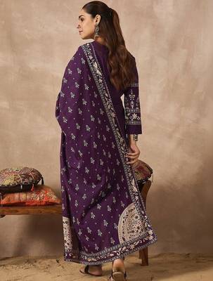 Women Ethnic Motifs Printed Regular Mirror Work Pure Cotton Kurta with Trousers & With Dupatta 7