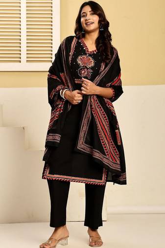 Women Ethnic Motifs Printed Regular Pure Cotton Kurta with Trousers & With Dupatta