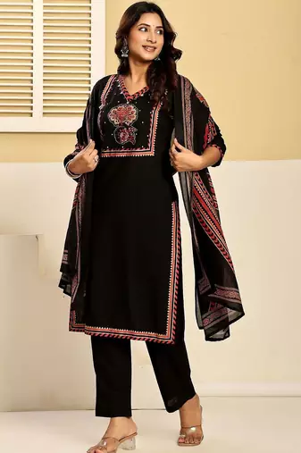 Women Ethnic Motifs Printed Regular Pure Cotton Kurta with Trousers & With Dupatta