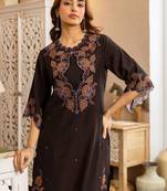 Women Floral Embroidered Regular Thread Work Kurta with Palazzos