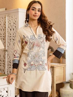 Women Ethnic Motifs Printed Regular Pure Cotton Kurta with Harem Pants 1