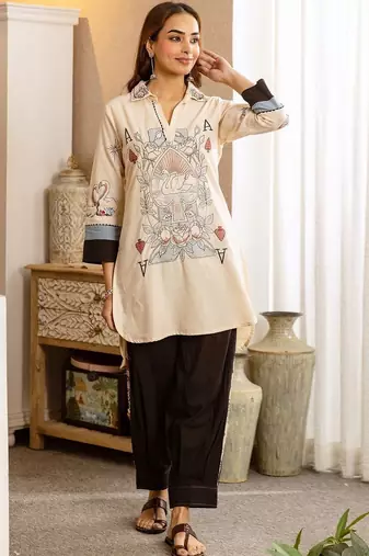 Women Ethnic Motifs Printed Regular Pure Cotton Kurta with Harem Pants