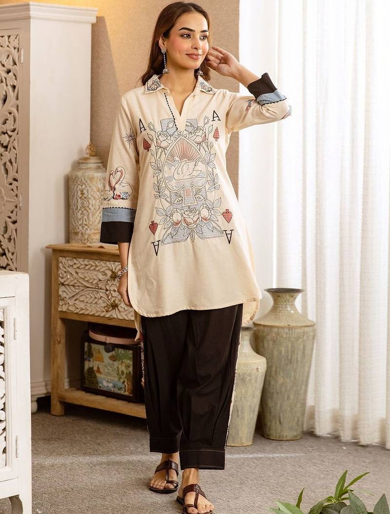 Women Ethnic Motifs Printed Regular Pure Cotton Kurta with Harem Pants