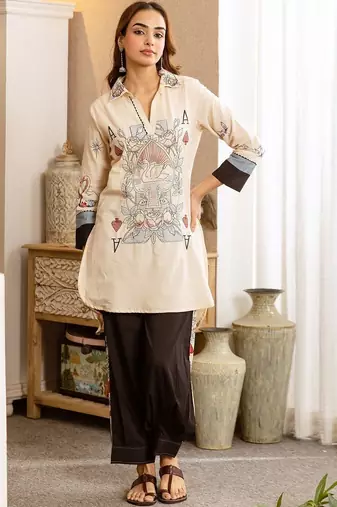 Women Ethnic Motifs Printed Regular Pure Cotton Kurta with Harem Pants