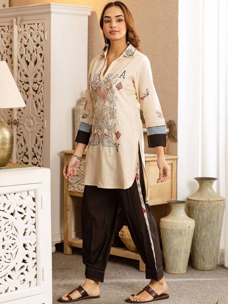 Women Ethnic Motifs Printed Regular Pure Cotton Kurta with Harem Pants